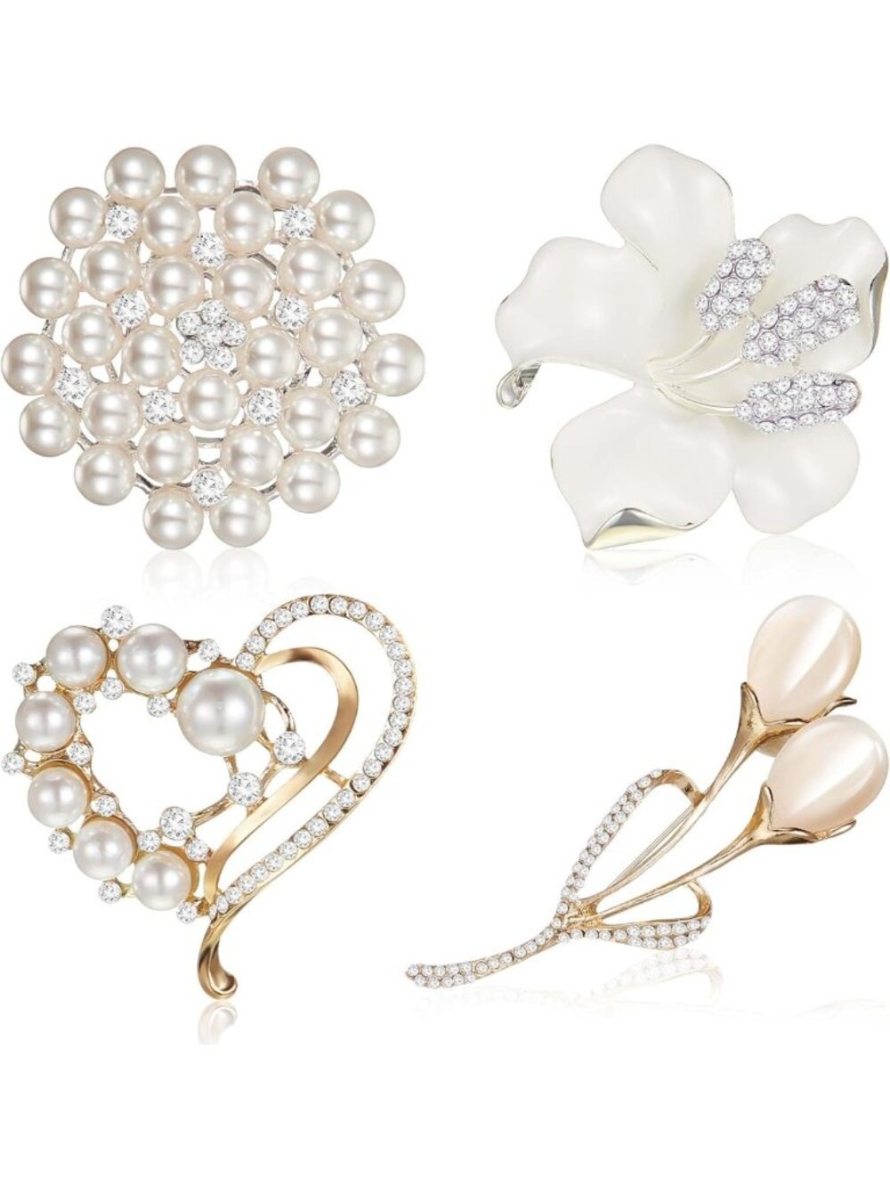 Elegant Flower Crystal Pearl Brooch Pin for Women - Stylish Accessories